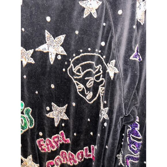 Bonnie Boerer & Co Vintage Velvet Sweatshirt Derby Cocoanut Grove Sequin Beaded - Picture 13 of 14